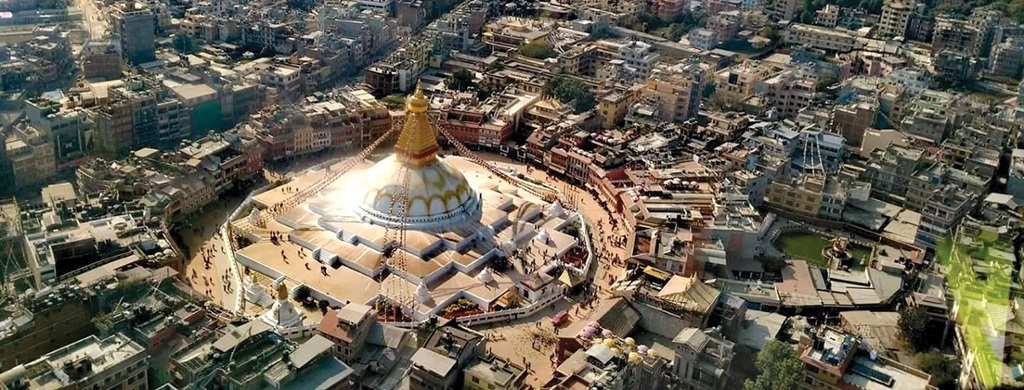 The panoramic view of Baudhanath Stupa