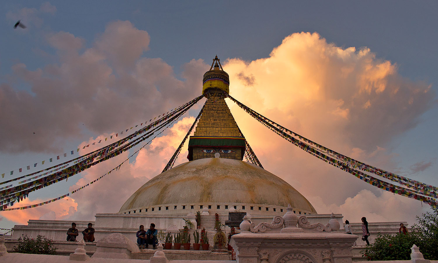 The dusky view of the Bauddhanath Stupa
