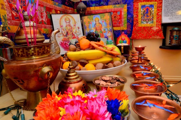 Lakxmi Puja is celebrated by worshipping goddess Laksmi